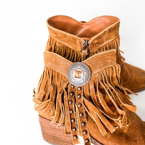 SAM EDELMAN Suede Leather Fringe Booties Boots 8 - Picture 7 of 8